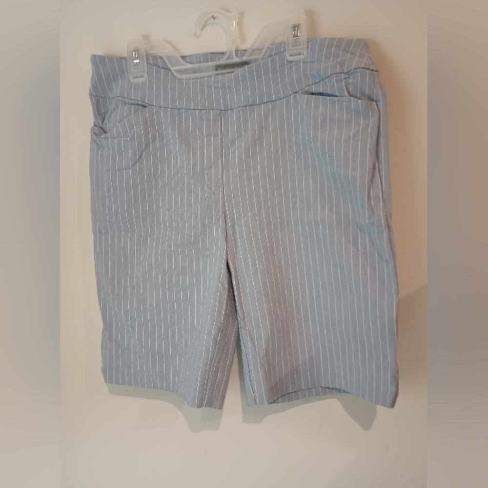 Hilary Radley Women's Light Blue Pinstripe Shorts